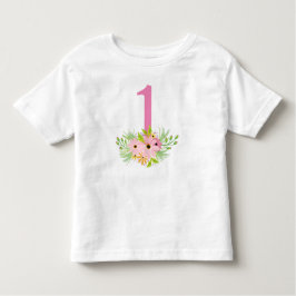 Camiseta Infantil Número 1 com Flores