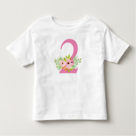 Camiseta Infantil Número 2 com Flores