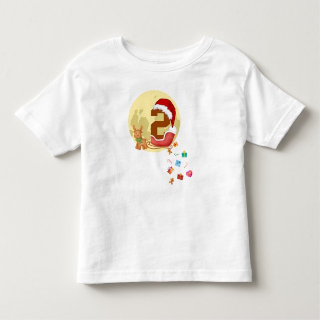 Camiseta Infantil Número 2 Papais noeis Suspender o Tema de Natal de (Frente)