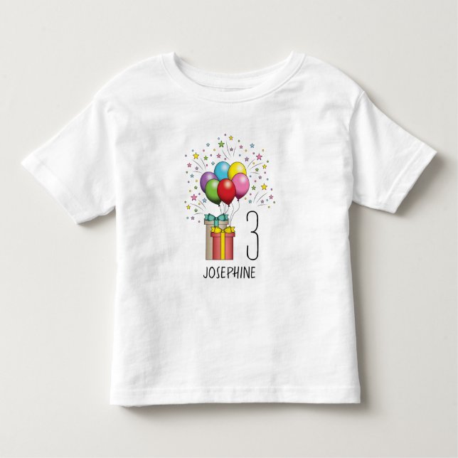 Camiseta Infantil Número e Balões de Idade de Aniversário Personaliz (Frente)