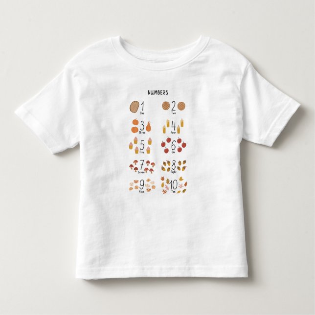 Camiseta Infantil Números 1 - 10 em Ensino Estético de outono (Frente)