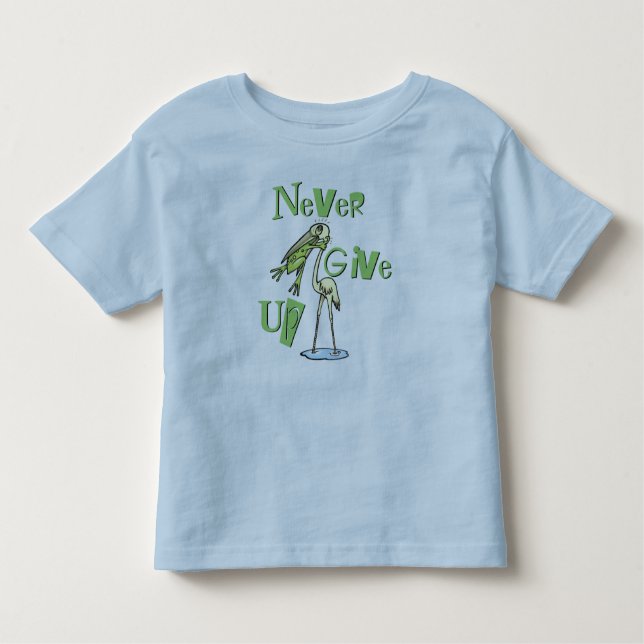 Camiseta Infantil Nunca dê acima a garça-real do bloqueio do sapo (Frente)