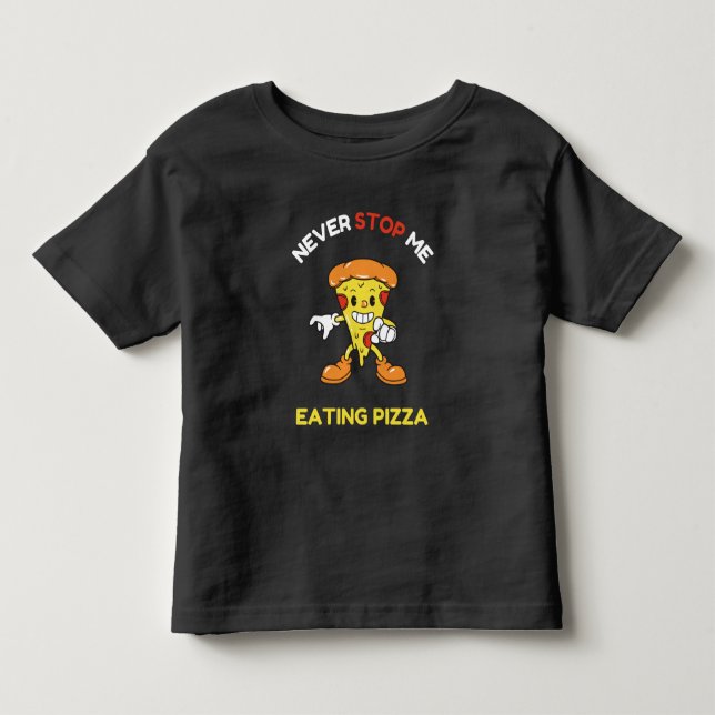 Camiseta Infantil Nunca me pare de comer pizza (Frente)