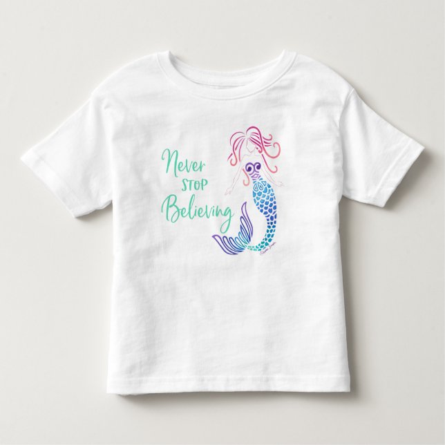 Camiseta Infantil Nunca Pare De Acreditar (Frente)