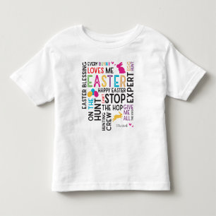 Camiseta Infantil Nuvem de Palavras Caça aos Ovos de Páscoa com Nome