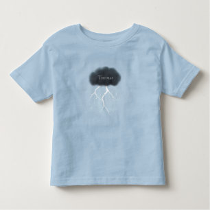 Camiseta Infantil Nuvem Trovoada Rainy Day com o nome do bebê azul