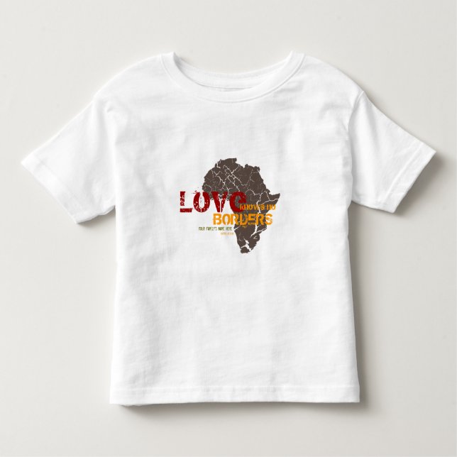 Camiseta Infantil O amor não sabe nenhuma beira - adopção de África (Frente)