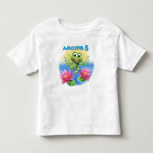 Camiseta Infantil O aniversário da T-shirt do Leap Sapo é personaliz