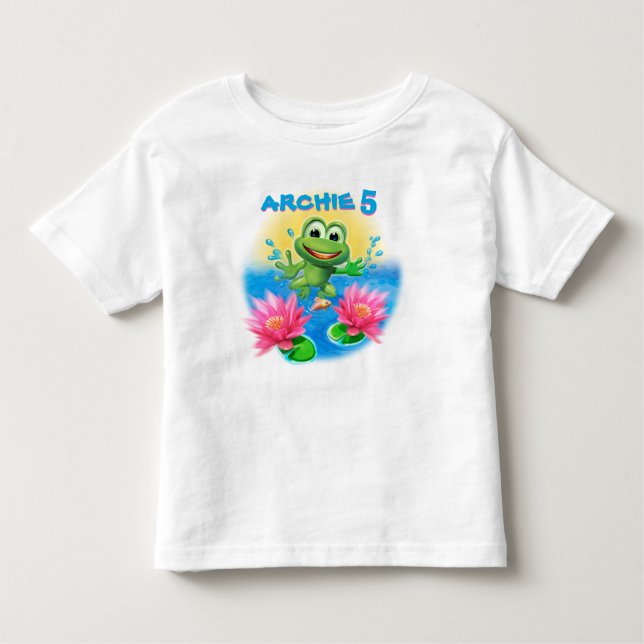 Camiseta Infantil O aniversário da T-shirt do Leap Sapo é personaliz (Frente)
