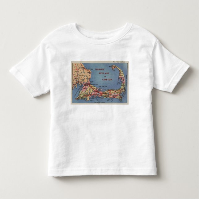 Camiseta Infantil O auto mapa dos turistas de Cape Cod (Frente)