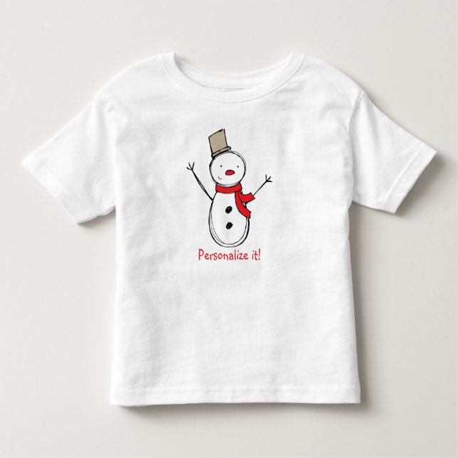Camiseta Infantil O boneco de neve do Natal personalizado caçoa o T (Frente)