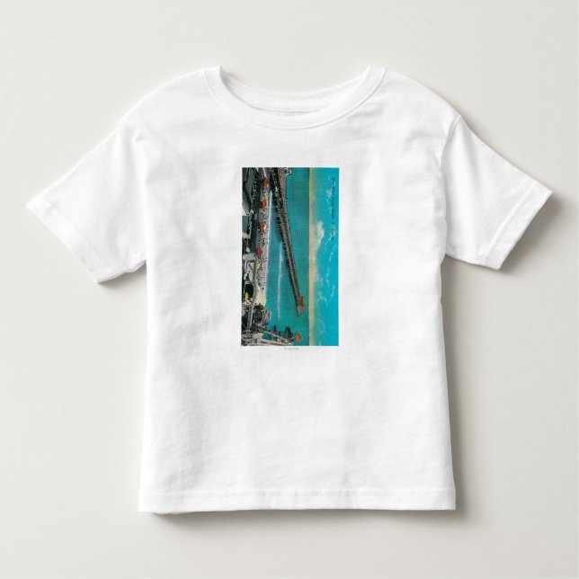 Camiseta Infantil O cais e a praia e a Long Beach (Frente)