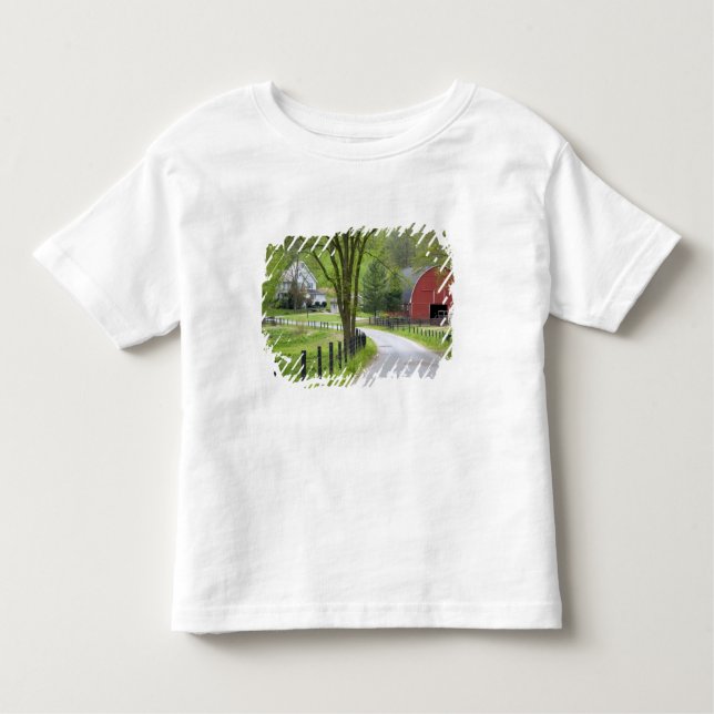 Camiseta Infantil O celeiro e a fazenda vermelhos abrigam perto de (Frente)