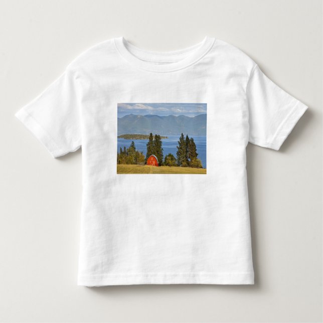 Camiseta Infantil O celeiro vermelho senta-se ao longo do lago (Frente)
