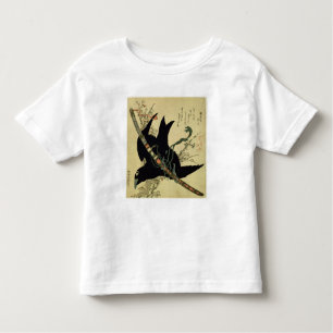Camiseta Infantil O corvo pequeno com a espada do clã de Minamoto