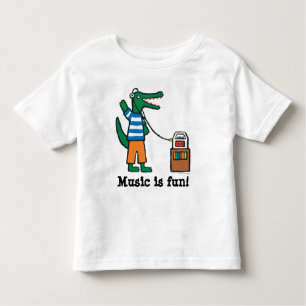 Camiseta Infantil O crocodilo legal escuta a música