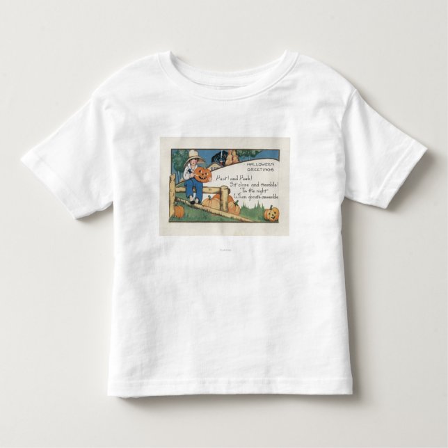 Camiseta Infantil O Dia das Bruxas GreetingHist e ouve (Frente)