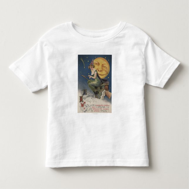 Camiseta Infantil O Dia das Bruxas GreetingWitch em vôo (Frente)