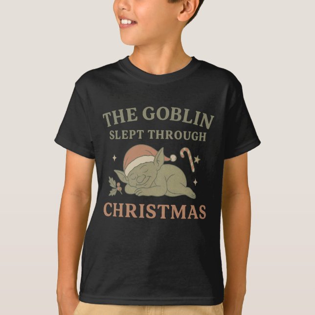 Camiseta infantil O Duende Dormiu o Natal (Frente)