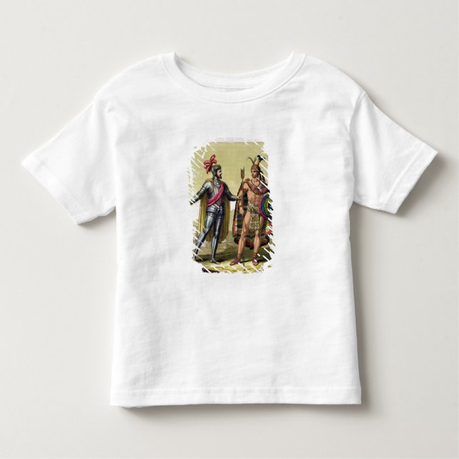 Camiseta Infantil O encontro entre Hernando Cortes (1485-1547) (Frente)