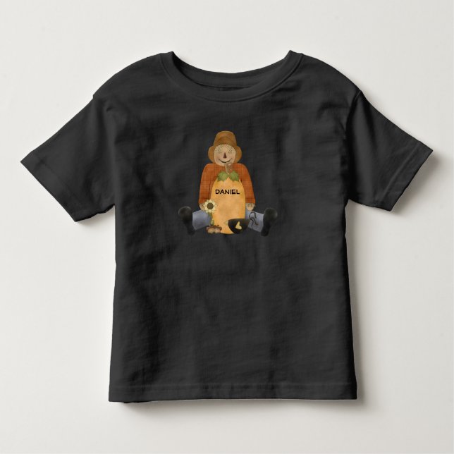 Camiseta Infantil O Espantalho Feliz e a Abóbora (Frente)