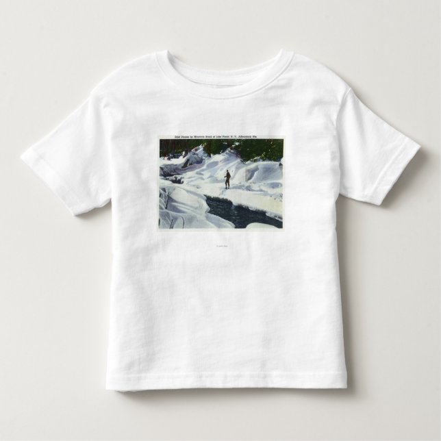 Camiseta Infantil O esquiador através dos campos pausa pelo ribeiro (Frente)