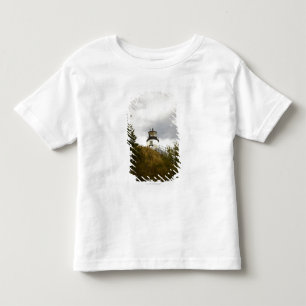 Camiseta Infantil O farol principal da coruja em um dia nebuloso