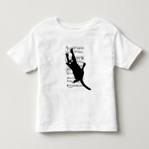 Camiseta Infantil O gato se pendura em notas musicais