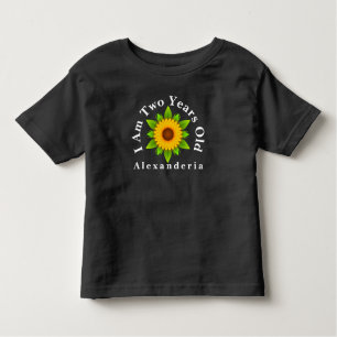 Camiseta Infantil O girassol amarelo adiciona o nome, mim tem 2 anos