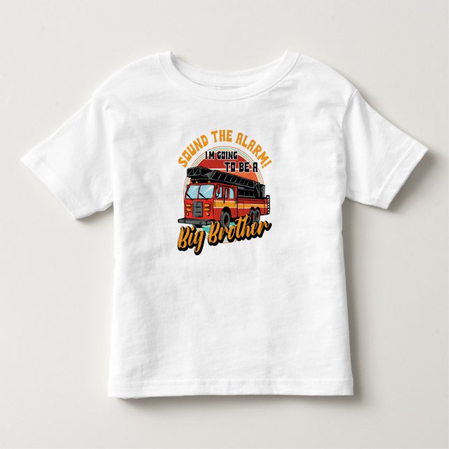 Camiseta Infantil O Grande Irmão do Firecaminhão soa o alarme (Frente)