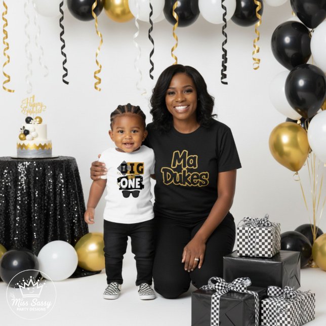 Camiseta Infantil O grande primeiro aniversario de salto da anca ret (Retro hip hop toddler tee for your baby’s first birthday – celebrate The Big ONE in hip hop style.)