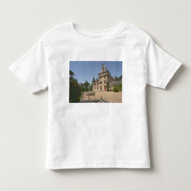 Camiseta Infantil O magnífico Chateau de Pressac e o jardim (Frente)