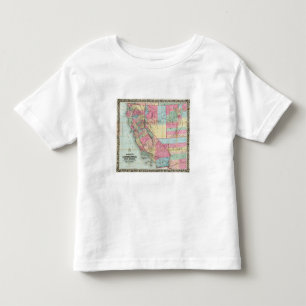 Camiseta Infantil O mapa de Bancroft de Califórnia, Nevada