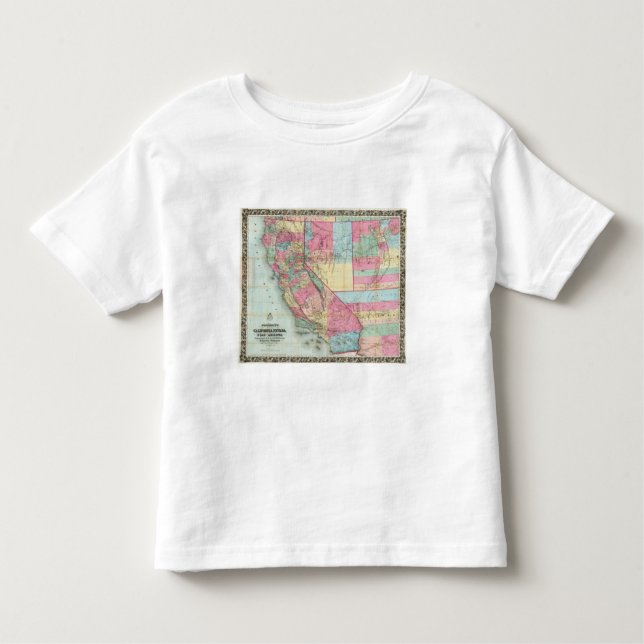 Camiseta Infantil O mapa de Bancroft de Califórnia, Nevada (Frente)