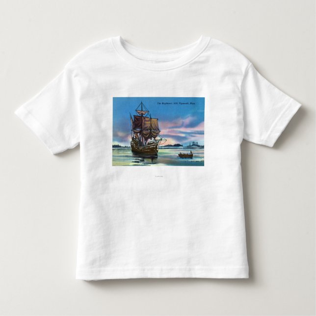 Camiseta Infantil O Mayflower que aterra em 1620 a cena (Frente)