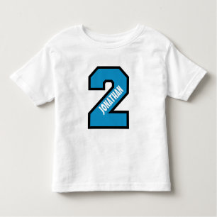 Camiseta Infantil O menino do segundo aniversário ostenta o número