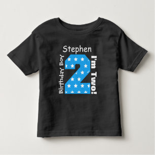 Camiseta Infantil O menino do segundo aniversário STARS o nome feito