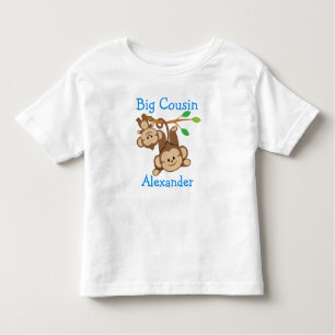 Camiseta Infantil O menino personalizado Monkeys o primo grande