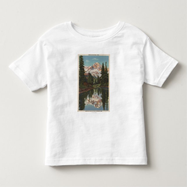 Camiseta Infantil O Monte Rainier, WA - lago mirror com Mt. (Frente)
