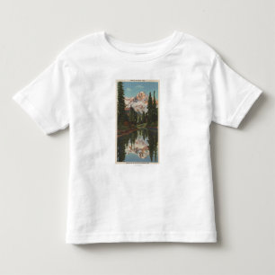 Camiseta Infantil O Monte Rainier, WA - lago mirror com reflexão do