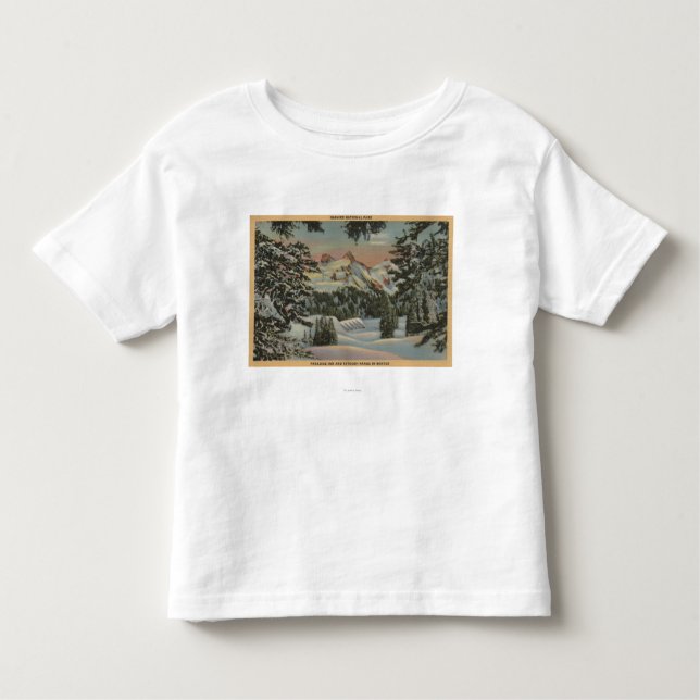 Camiseta Infantil O Monte Rainier, WA - pensão do paraíso & escala (Frente)