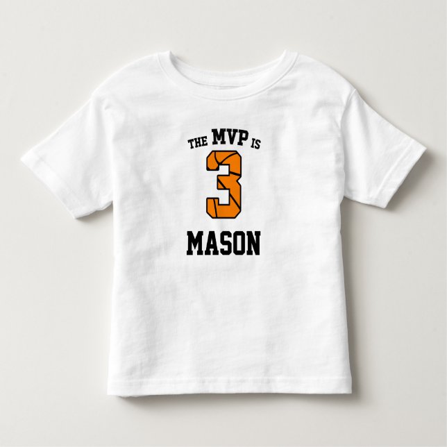 Camiseta Infantil O MVP é três aniversário de 3 anos de basquetebol  (Frente)