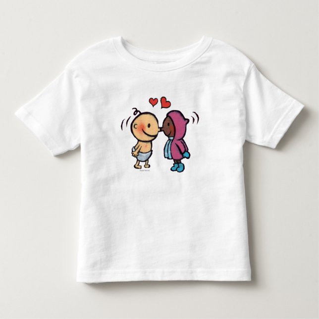 Camiseta Infantil O nariz Eskimo amigável beija miúdos (Frente)