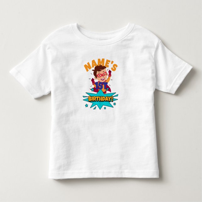 Camiseta Infantil O nome do menino é Xth Birthday personalizado (Frente)