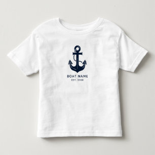 Camiseta Infantil O Nome do Seu Barco Âncora Azul