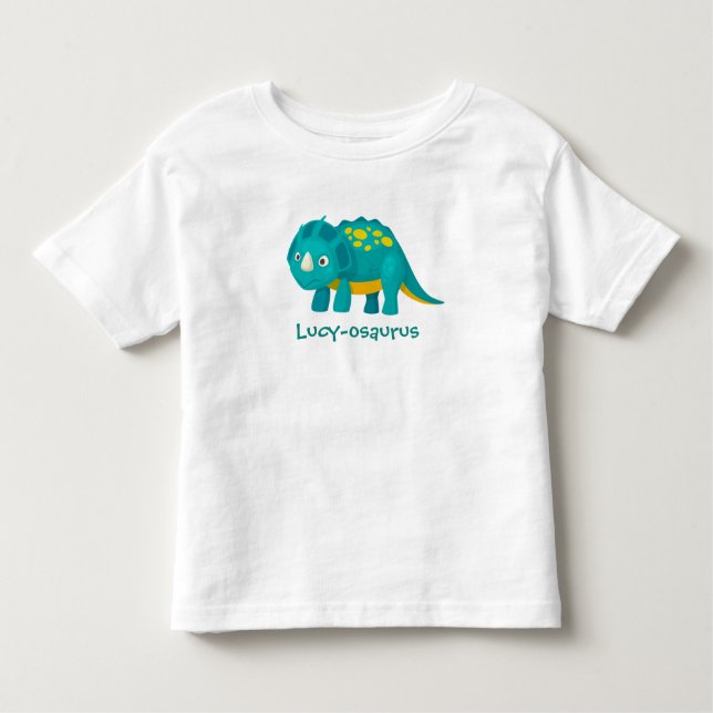 Camiseta Infantil O nome do seu filho Design Dinossaur Toddler T-shi (Frente)
