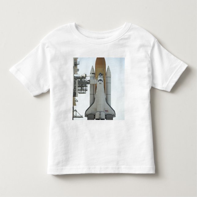 Camiseta Infantil O ônibus espacial Atlantis senta-se na plataforma  (Frente)