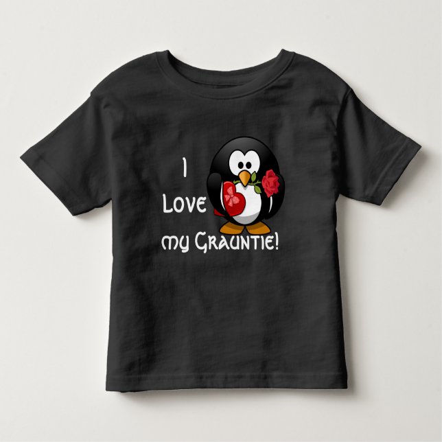 Camiseta Infantil O pinguim adorável declara que "eu amo meu (Frente)