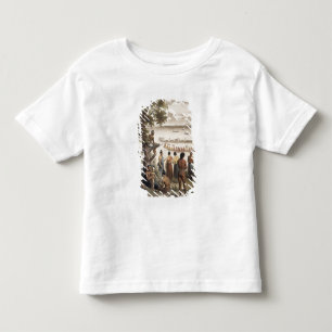 Camiseta Infantil O Pirogue compete no rio de Bassac, detalhe de 'em