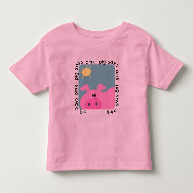 Camiseta Infantil O porco diz Oink t-shirt e presentes (Frente)